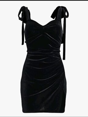 Express Burgundy Velvet Ruched Sweetheart Neck Tie Strap Mini Dress XS